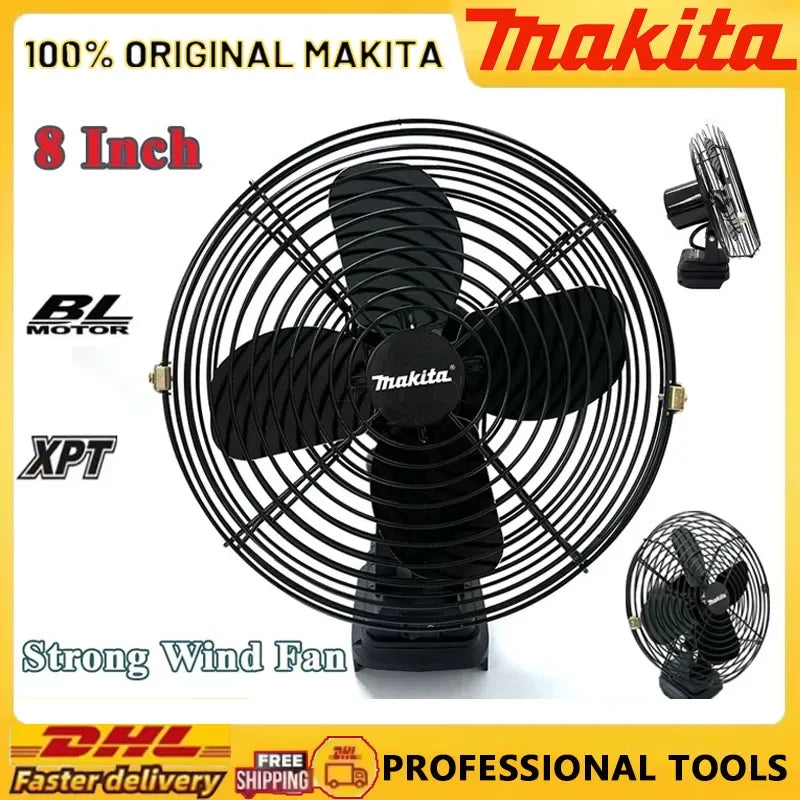 Makita Camping Fan 8 Inches Wireless Outdoor Fishing Desktop Portable Metal Fan Strong Wind Fan Fit Makita 18V 20V Battery