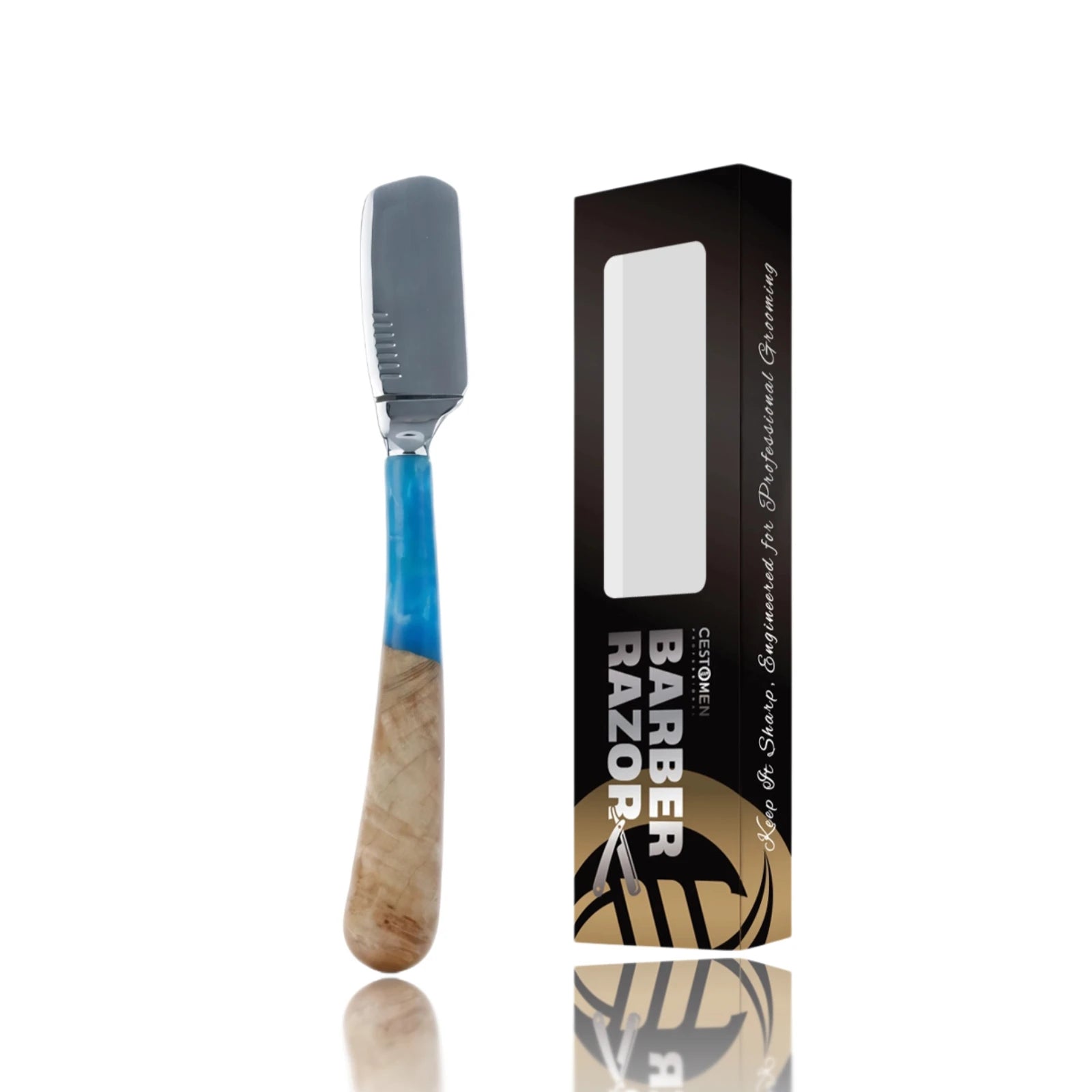 Professional Straight Razor for Men – Wooden Handle Barber Shaving Razor with Stainless Steel Blade