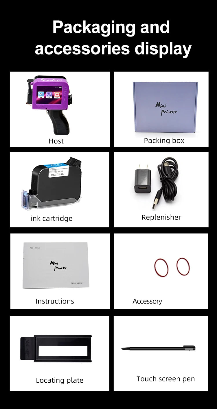 Small Portable Handheld Inkjet Label Printer QR Code Logo Date Text Intelligent Printing Equipment Metal Plastic Permanent Color
