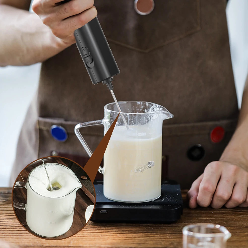 Espumador de leche eléctrico Batidor mezclador para café, mezclador de bebidas portátil eléctrico mini espumador a pilas