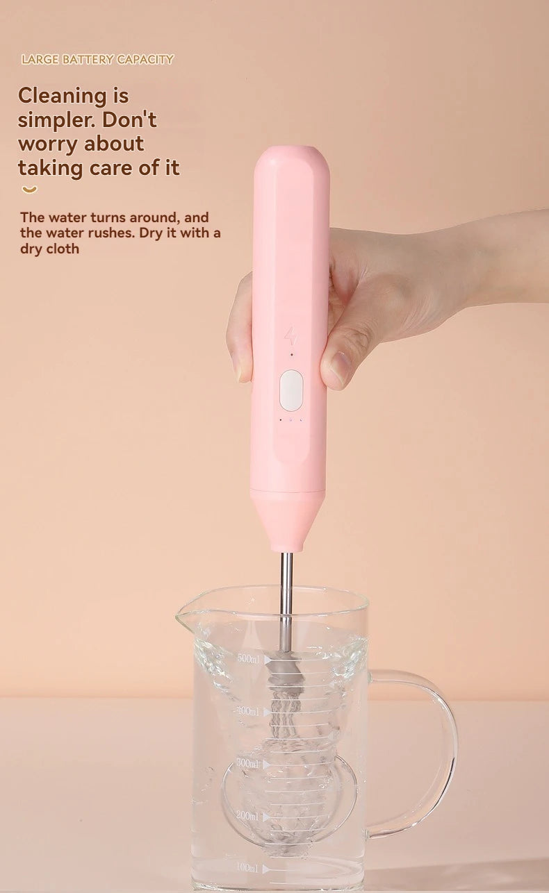 Sistema Batidor Inalámbrico Multiusos | Batidora de Mano Compacta con Espumador de Leche y Agitación Automática para Repostería, Café y Nata