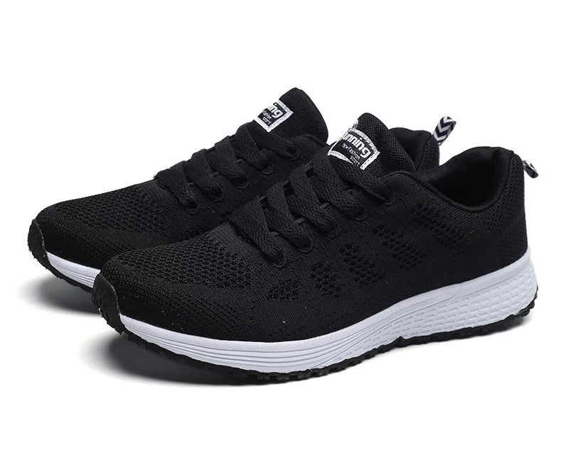Women's Breathable Mesh Walking Sneakers – Lightweight Casual Flat Shoes