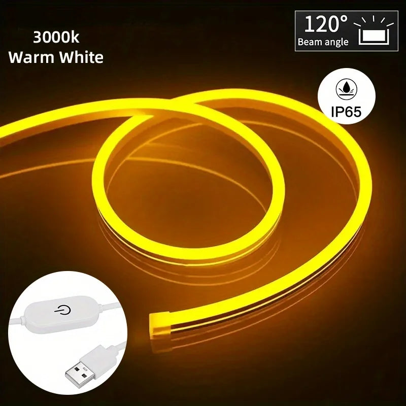 USB LED Neon Light Strip 5V – Dimmable Touch Sensor Waterproof