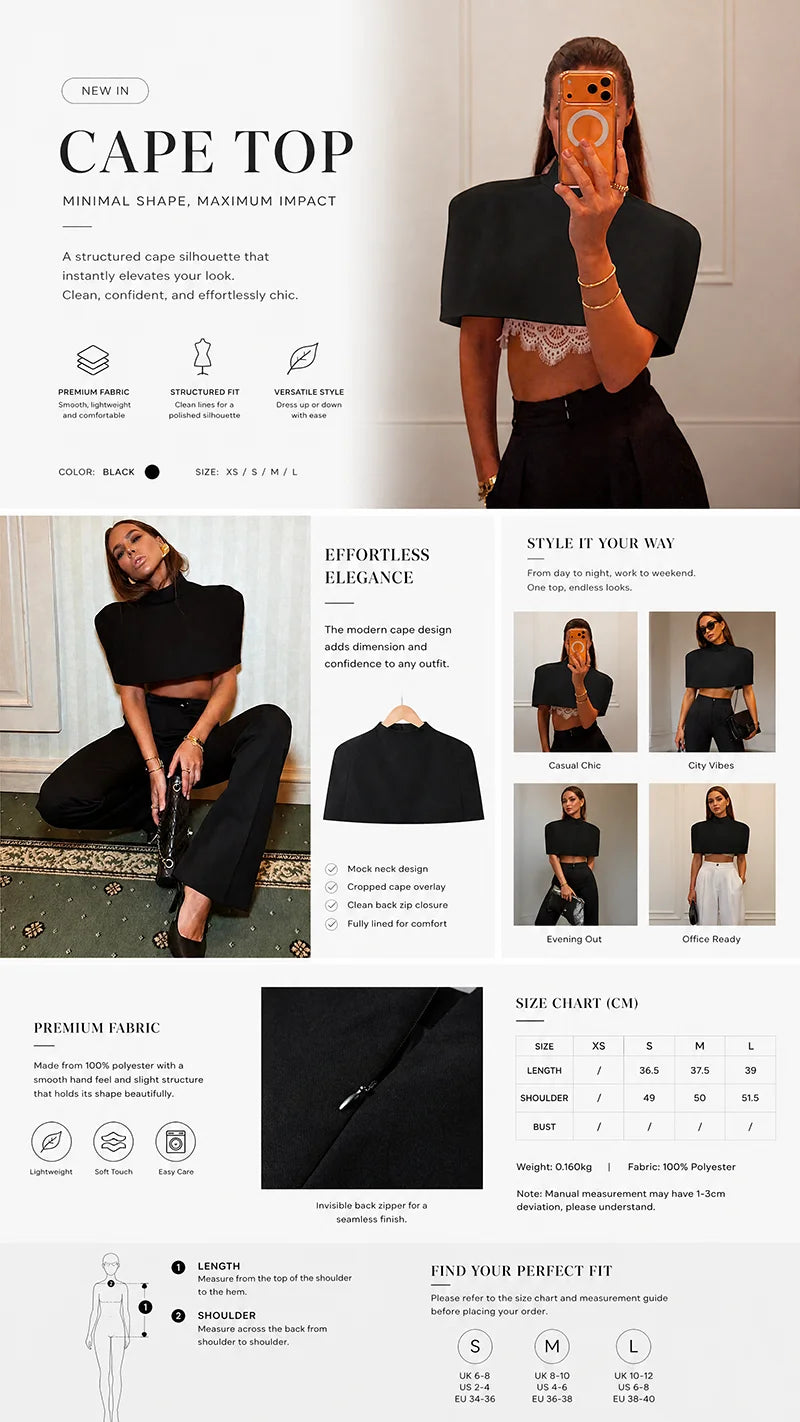 Women's Cropped Turtleneck Shoulder Pad Top – Chic Short Sleeve Women's Top