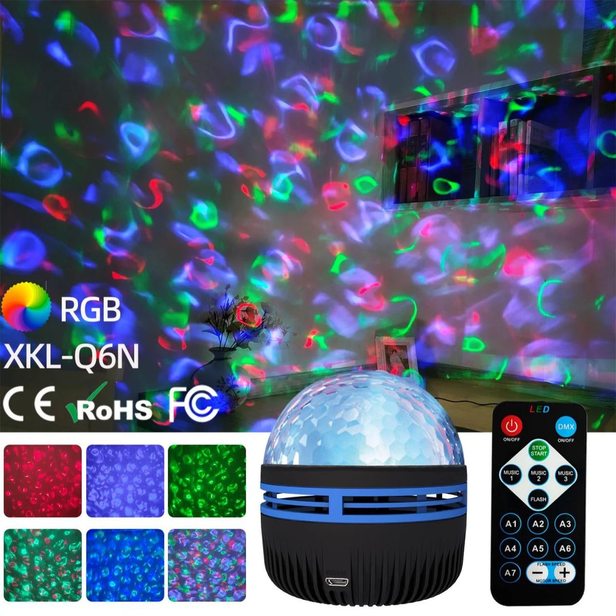 USB Galaxy Aurora Projector – RGB 360° Rotating Night Light with Remote