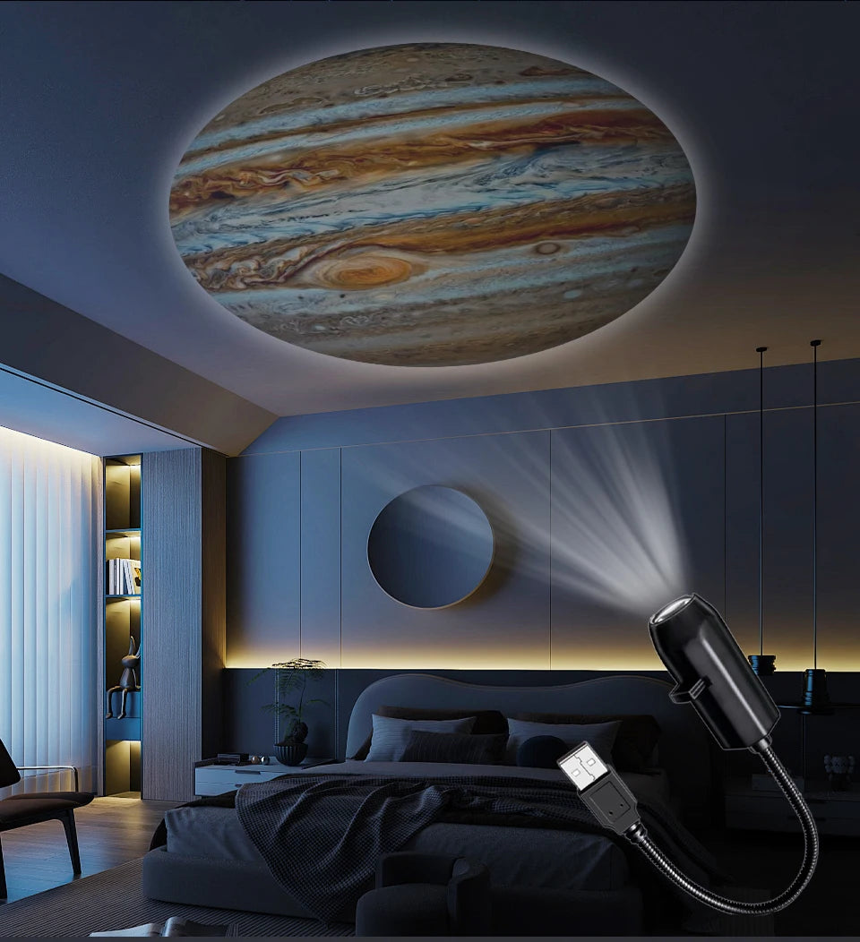 Lampe projecteur planétaire à connexion USB directe et diapositives de projection – Éclairage d'ambiance LED pour Halloween et Noël