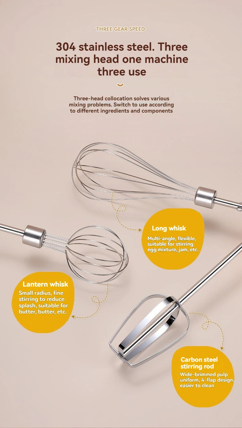 Sistema Batidor Inalámbrico Multiusos | Batidora de Mano Compacta con Espumador de Leche y Agitación Automática para Repostería, Café y Nata