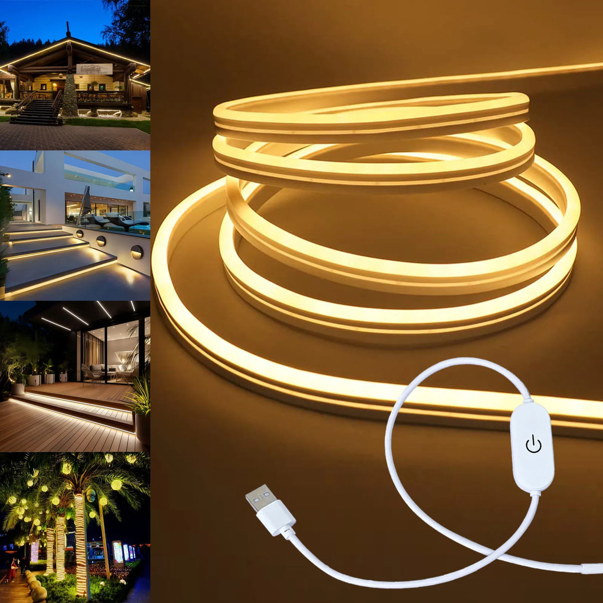 USB LED Neon Light Strip 5V – Dimmable Touch Sensor Waterproof