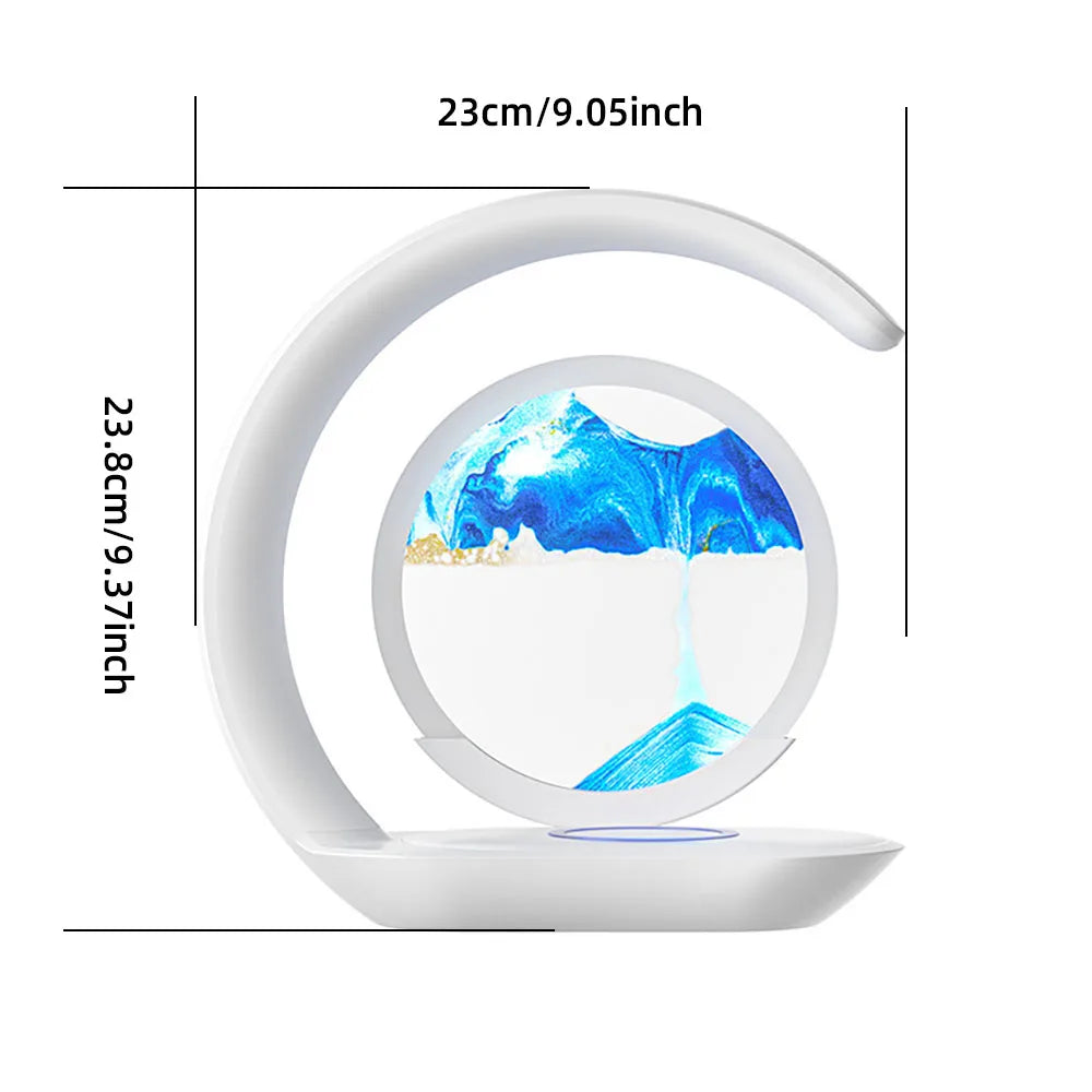 Lampe de table sablier avec chargeur sans fil – Veilleuse art du sable 3D