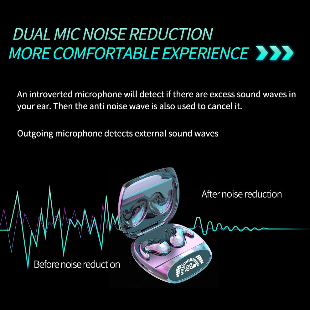 VIVO Sleep Invisible Earbuds Tiny Headphones Hidden Noise Cancelling Wireless Headsets Sports Stereo Bluetooth 5.3 Earphone