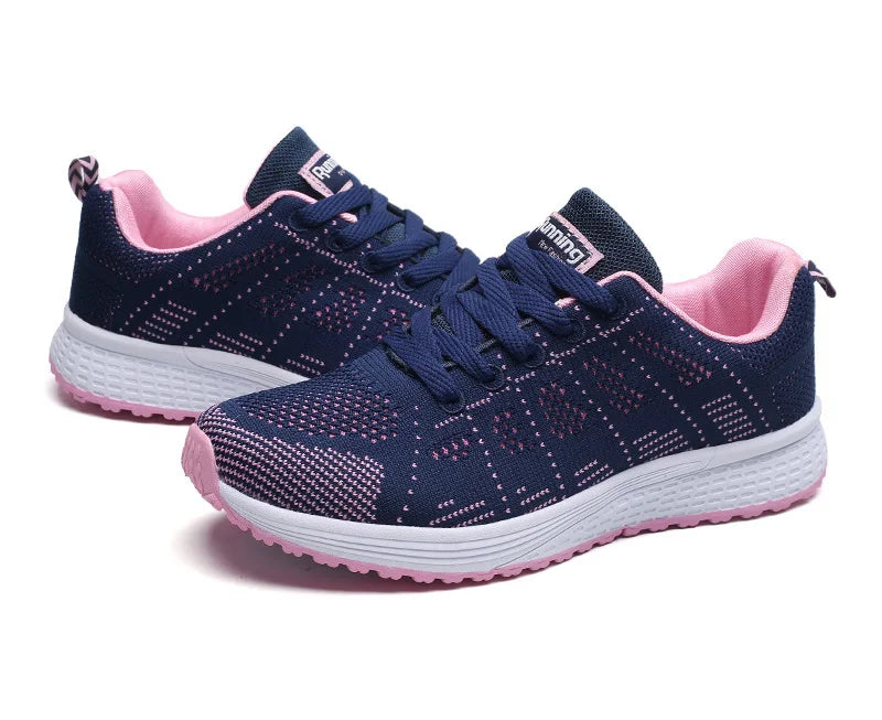 Women's Breathable Mesh Walking Sneakers – Lightweight Casual Flat Shoes