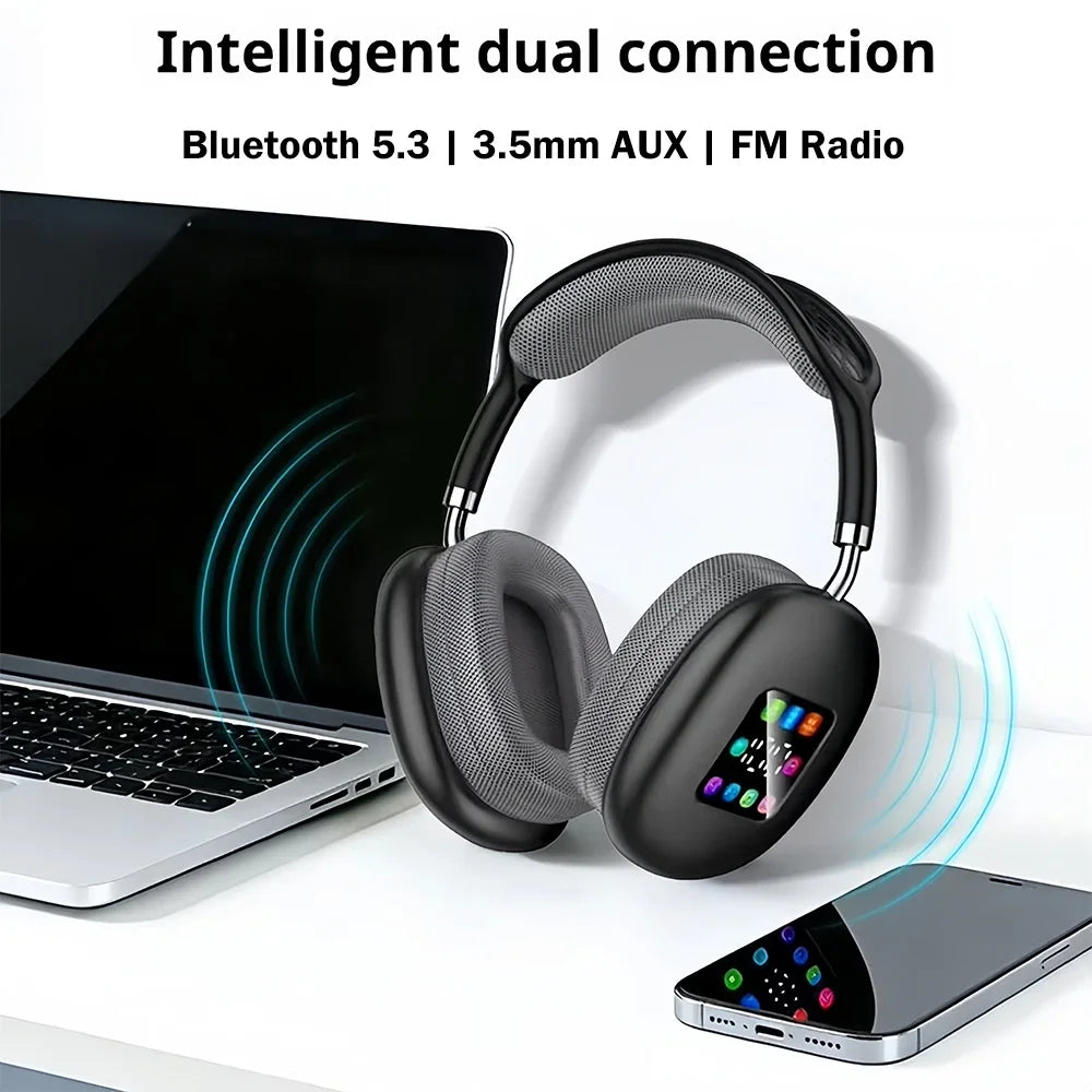 KEBIDUMEI Bluetooth 5.3 Wireless Headphones – ANC HiFi Stereo Over-Ear Headset with LED Display & FM Radio