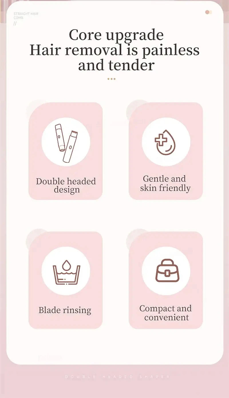 2026 New Women Electric Shaver Waterproof 2 in 1 Double Head Bikini Hair Trimmer Detachable Head Wet Dry Shaver