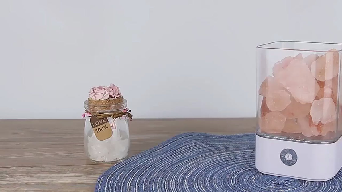 Lampe LED USB en cristal de sel de l'Himalaya – Veilleuse d'ambiance à commande tactile