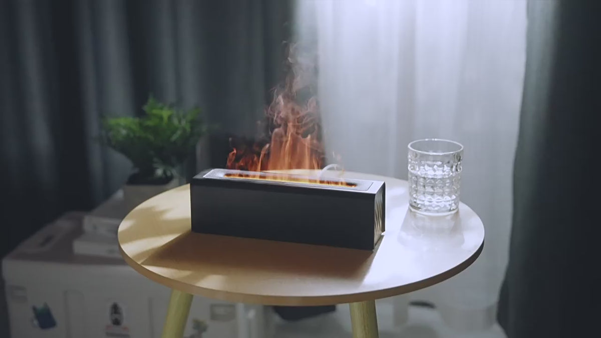 Diffuseur d’aromathérapie effet flamme et humidificateur à brume fraîche – Diffuseur d’huiles essentielles USB 150 ml